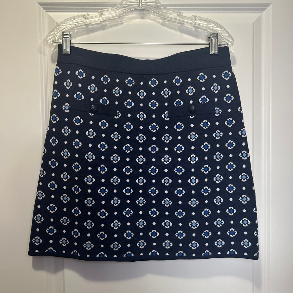 Navy Blue Patterned Women's Skirt